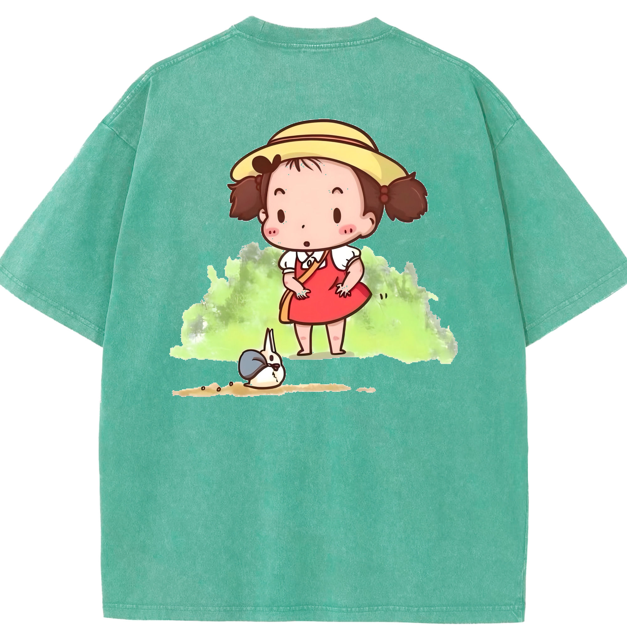 （画像用） となりのトトロ 草壁メイ 草壁サツキ My Neighbor Totoro Satsuki Kusakabe Mei Kusakabe 綿100% ヴィンテージ風 半袖Tシャツ（背面プリント）